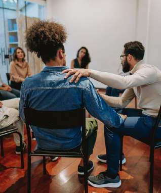A peer grief support group meeting together